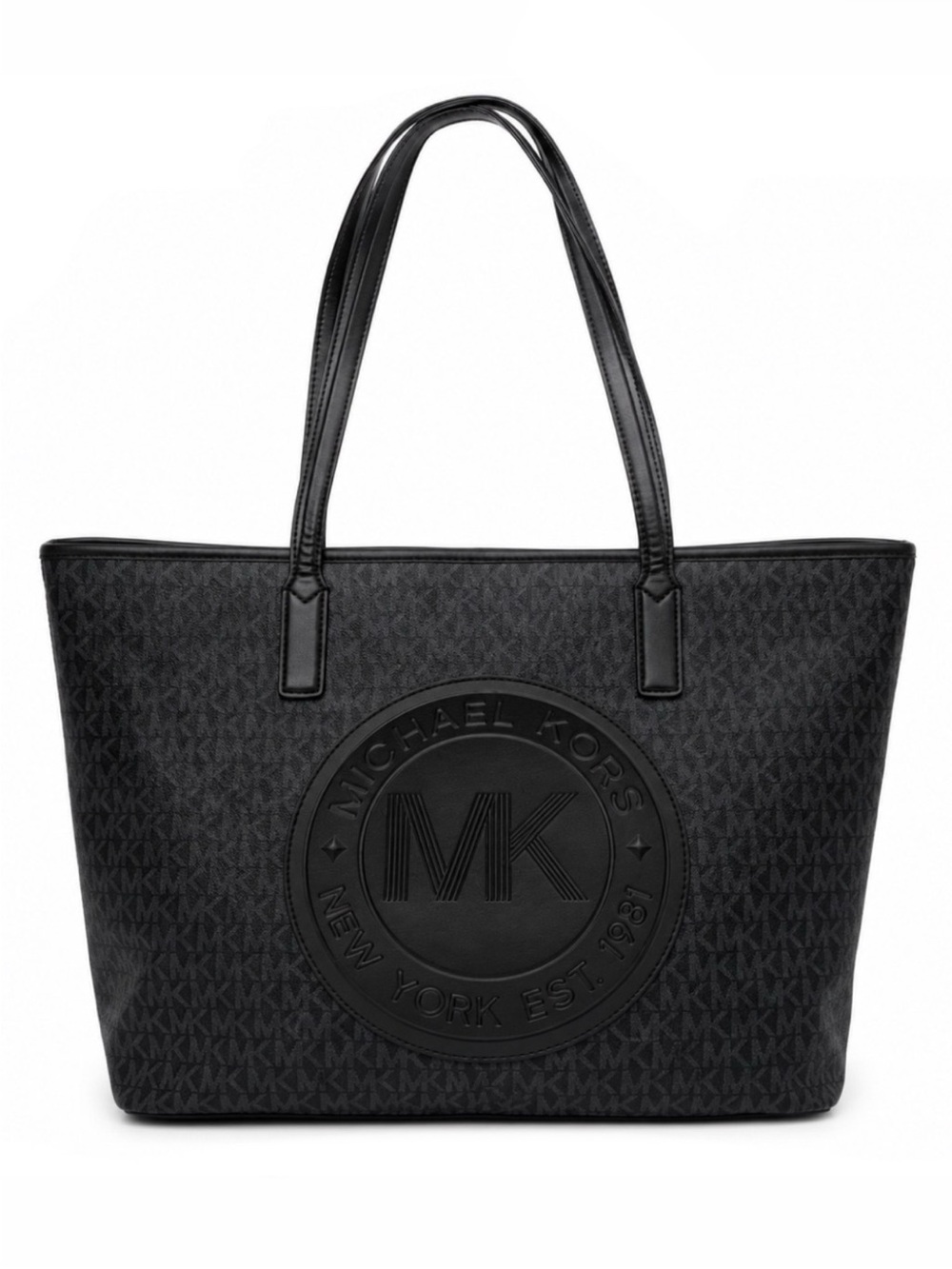 Michael Kors Black MK Embossed Logo Tote